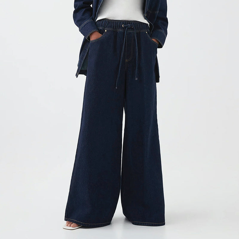 Clara Duval Drawstring Wide Leg Jeans