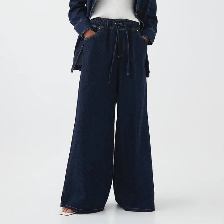 Clara Duval Drawstring Wide Leg Jeans