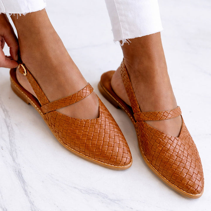 Clara Duval Embossed Slingback Flats