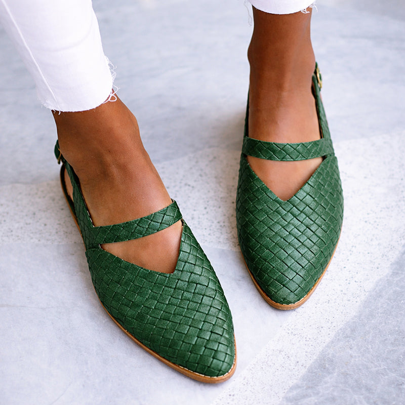 Clara Duval Embossed Slingback Flats