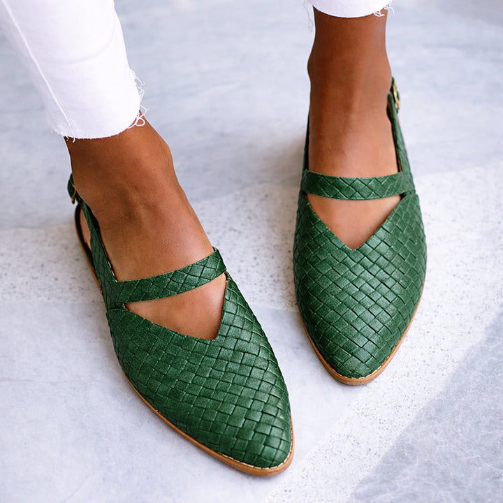 Clara Duval Embossed Slingback Flats