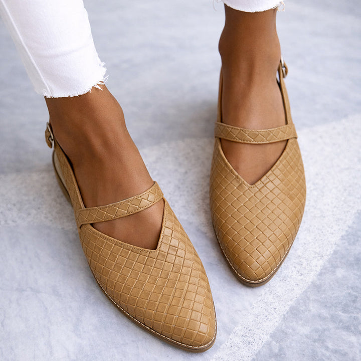 Clara Duval Embossed Slingback Flats