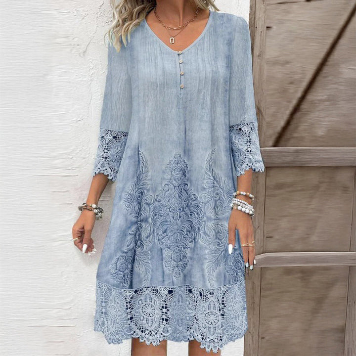 Clara Duval Embroidered Lace Hem Dress