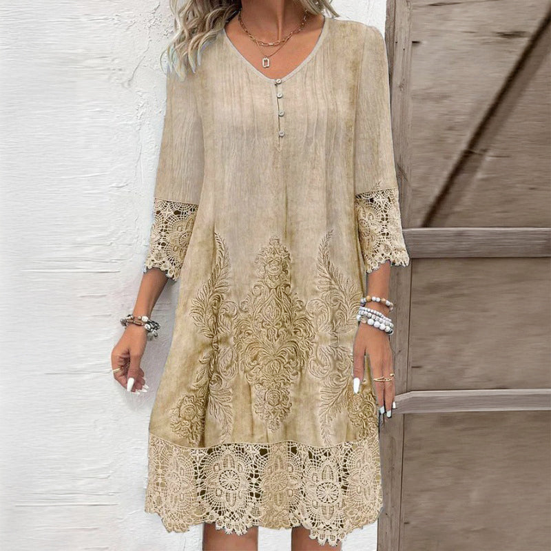 Clara Duval Embroidered Lace Hem Dress