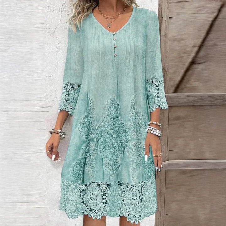 Clara Duval Embroidered Lace Hem Dress