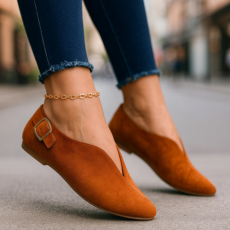 Clara Duval Flat Loafers with Side Buckle