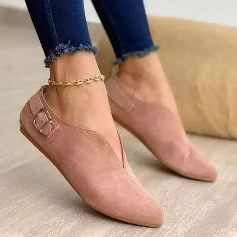 Clara Duval Flat Loafers with Side Buckle