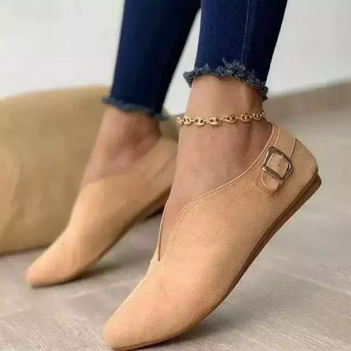 Clara Duval Flat Loafers with Side Buckle