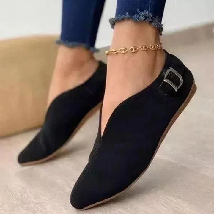 Clara Duval Flat Loafers with Side Buckle