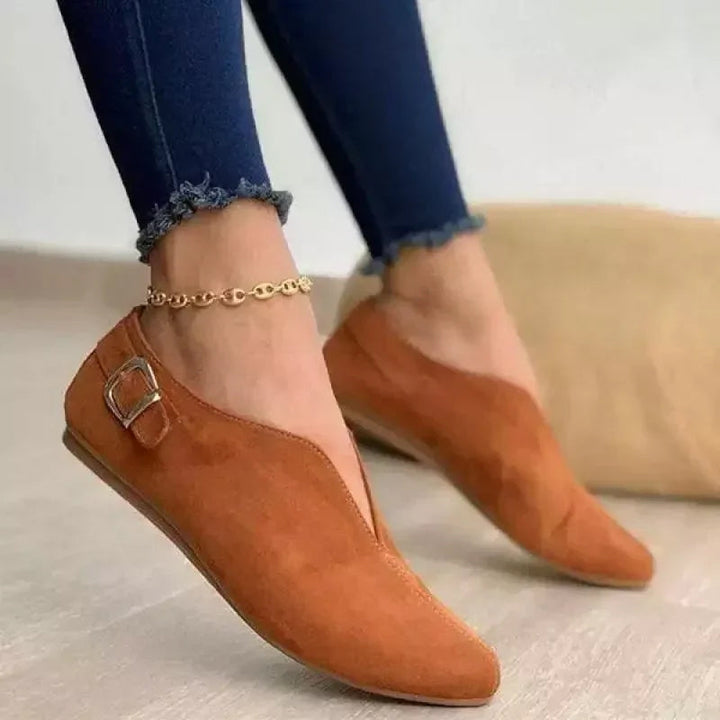 Clara Duval Flat Loafers with Side Buckle