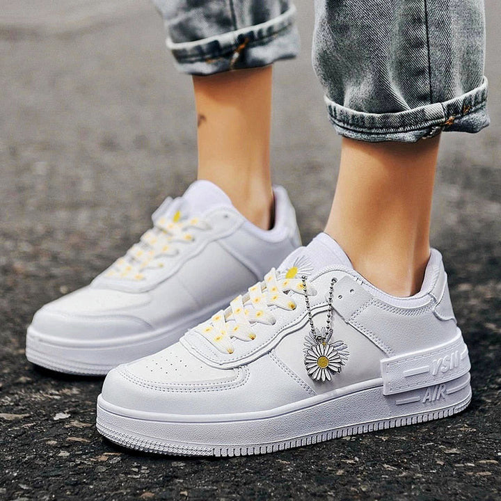 Clara Duval Floral Accent Lace-Up Sneakers