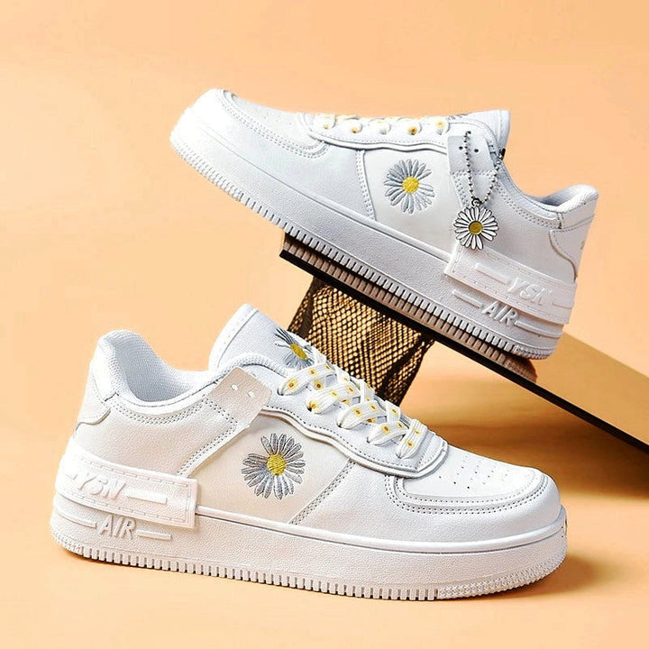 Clara Duval Floral Accent Lace-Up Sneakers