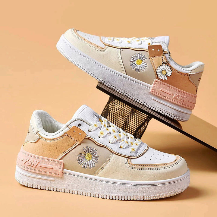 Clara Duval Floral Accent Lace-Up Sneakers