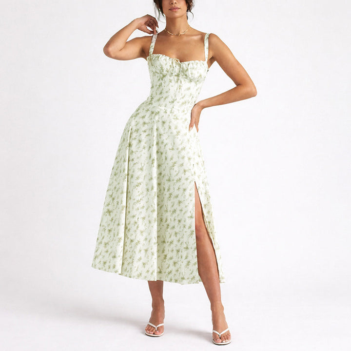 Clara Duval Floral Bustier Midi Dress