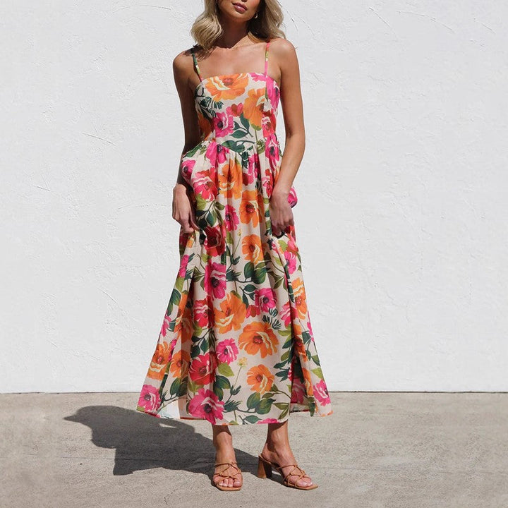 Clara Duval Floral Maxi Dress with Gathered Waist