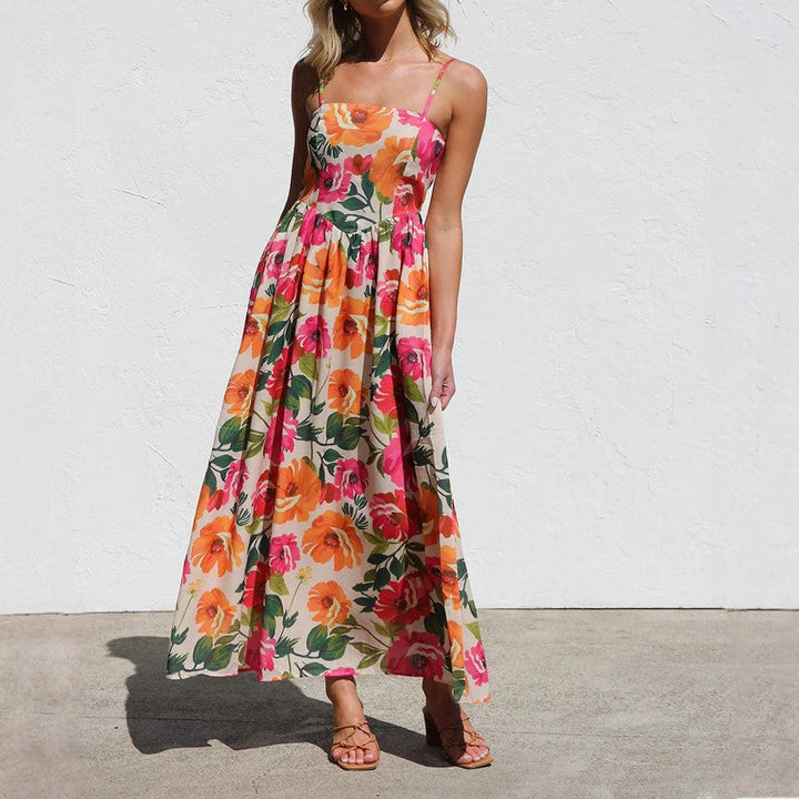 Clara Duval Floral Maxi Dress with Gathered Waist