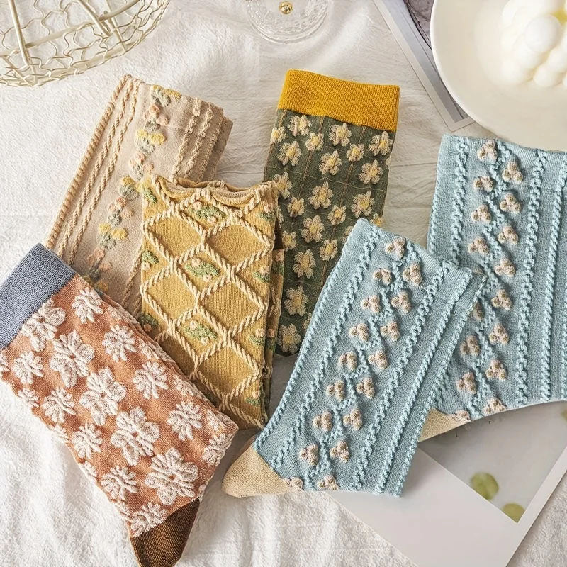 Clara Duval Floral Pattern Crew Socks Set