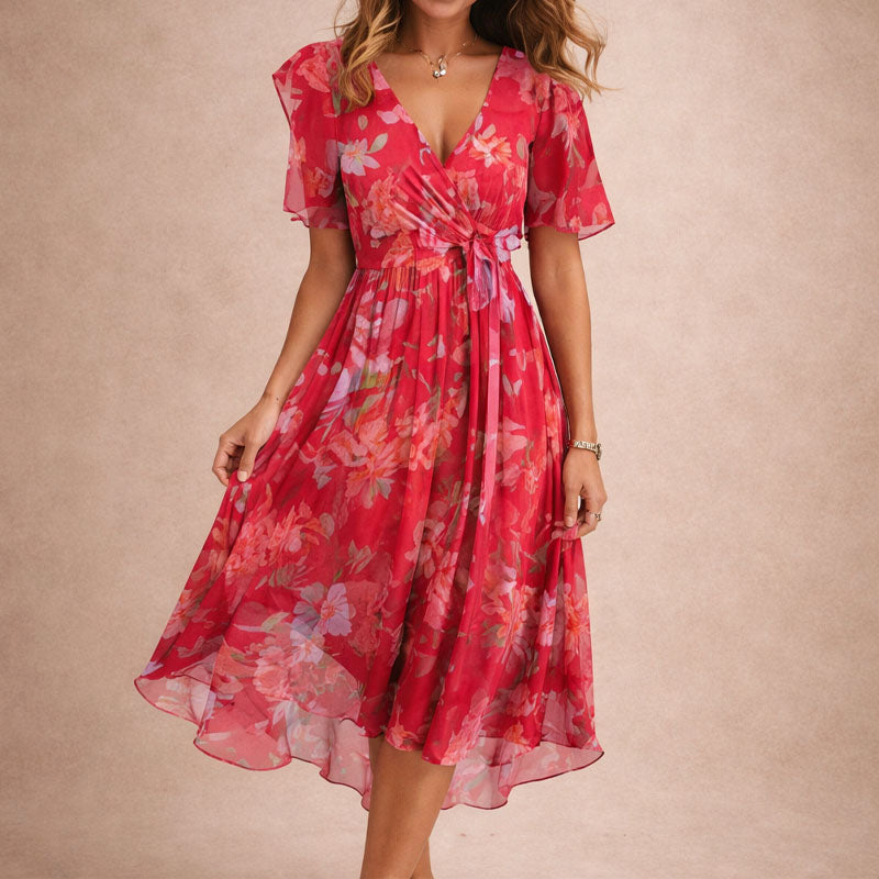 Clara Duval Floral Print Wrap Dress
