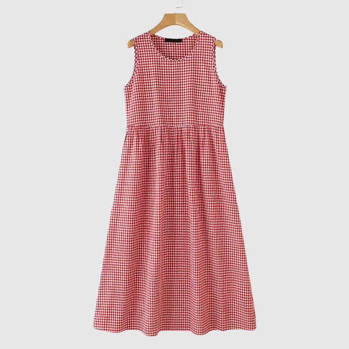 Clara Duval Gingham Midi Dress with High Waist