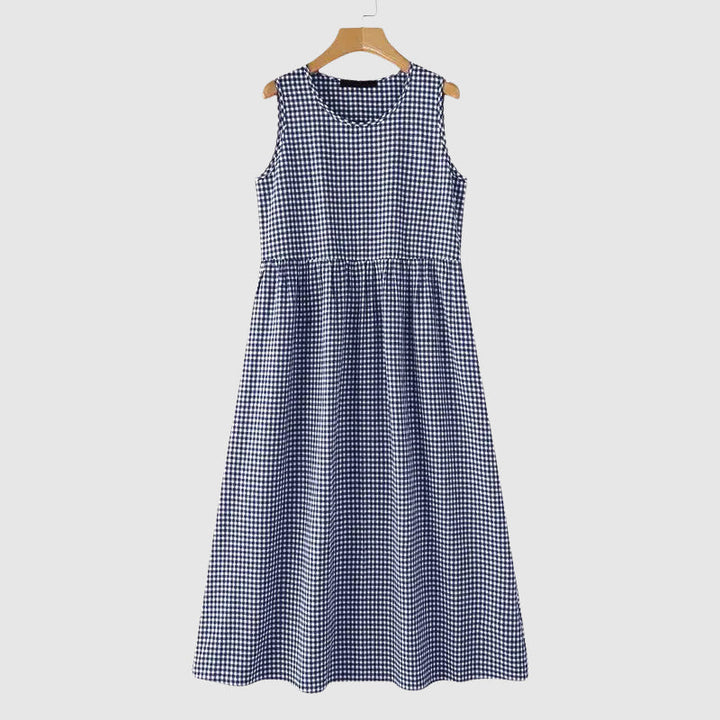 Clara Duval Gingham Midi Dress with High Waist