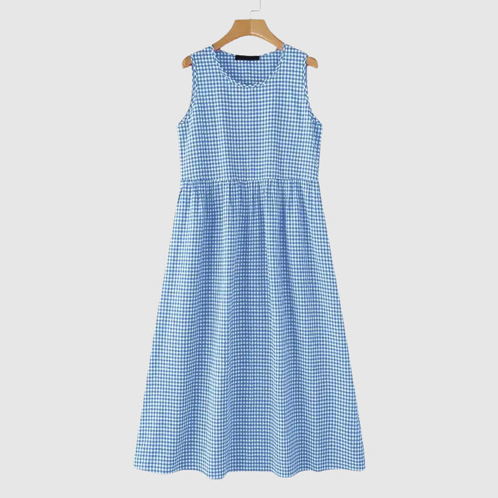 Clara Duval Gingham Midi Dress with High Waist