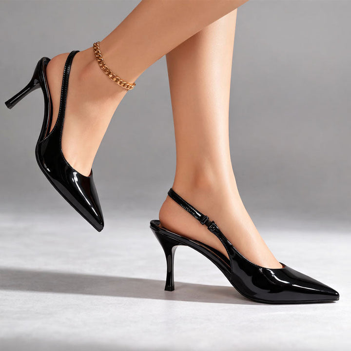 Clara Duval Glossy Slingback Dress Heels