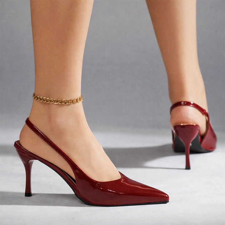 Clara Duval Glossy Slingback Dress Heels
