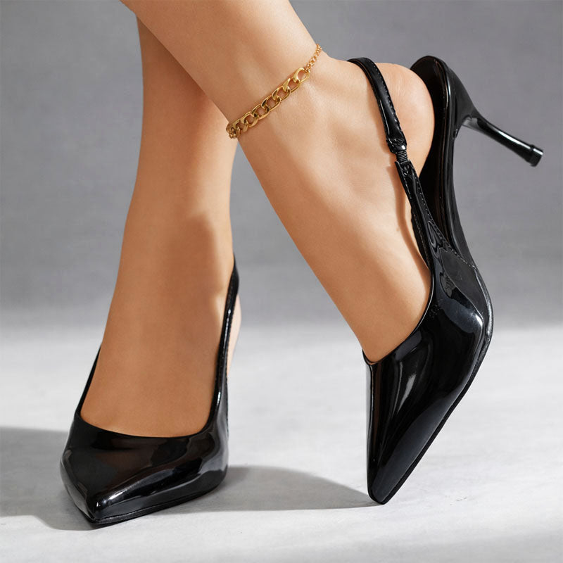 Clara Duval Glossy Slingback Dress Heels