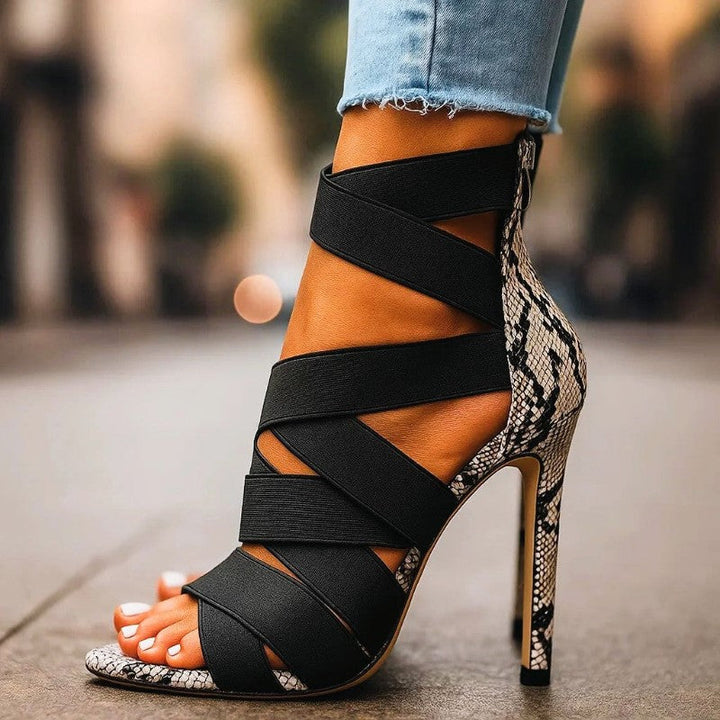 Clara Duval High Heel Sandals with Animal Print