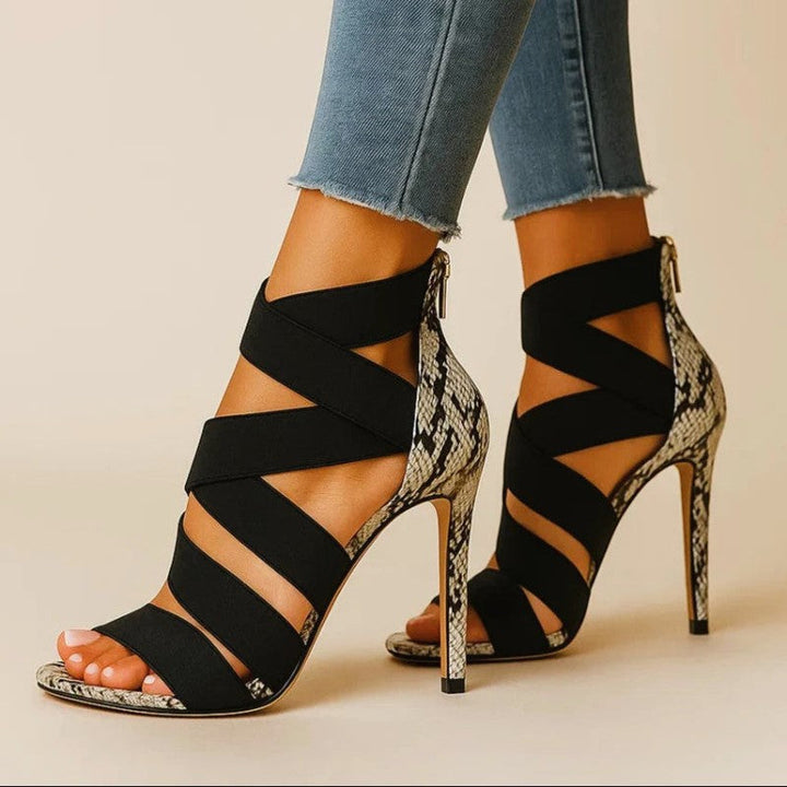 Clara Duval High Heel Sandals with Animal Print