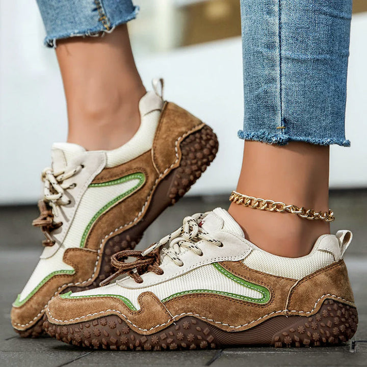 Clara Duval Leather Sneakers with Textured Sole