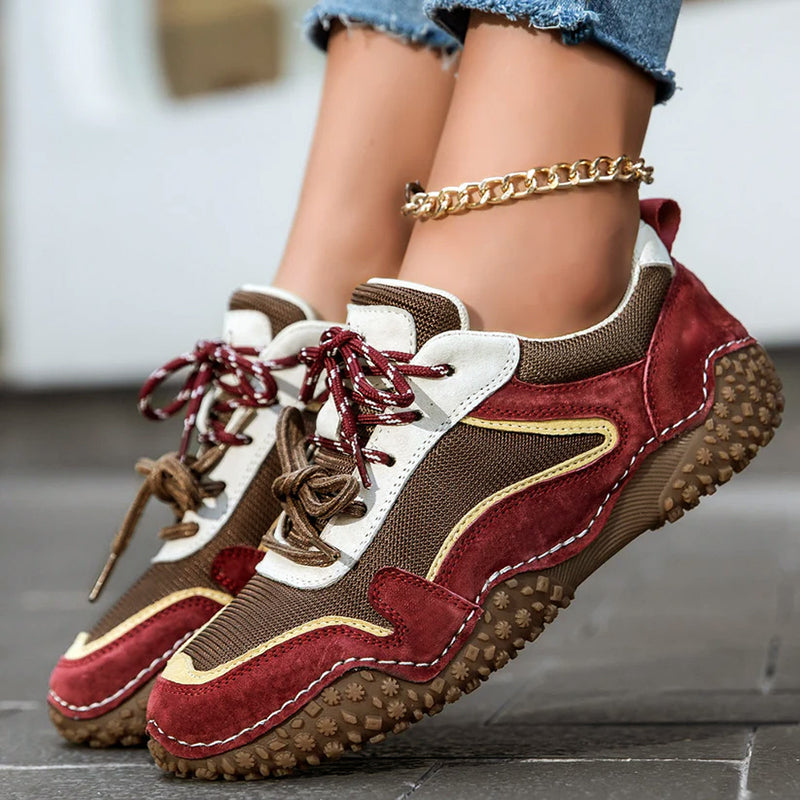 Clara Duval Leather Sneakers with Textured Sole