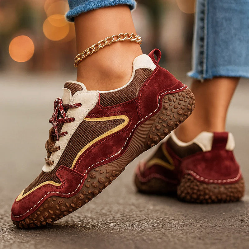 Clara Duval Leather Sneakers with Textured Sole