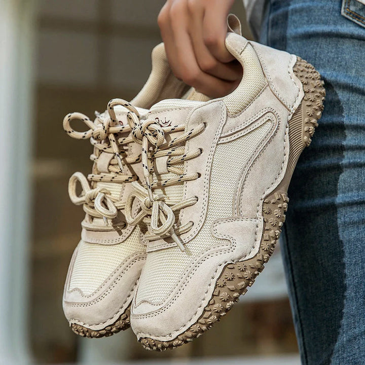 Clara Duval Leather Sneakers with Textured Sole