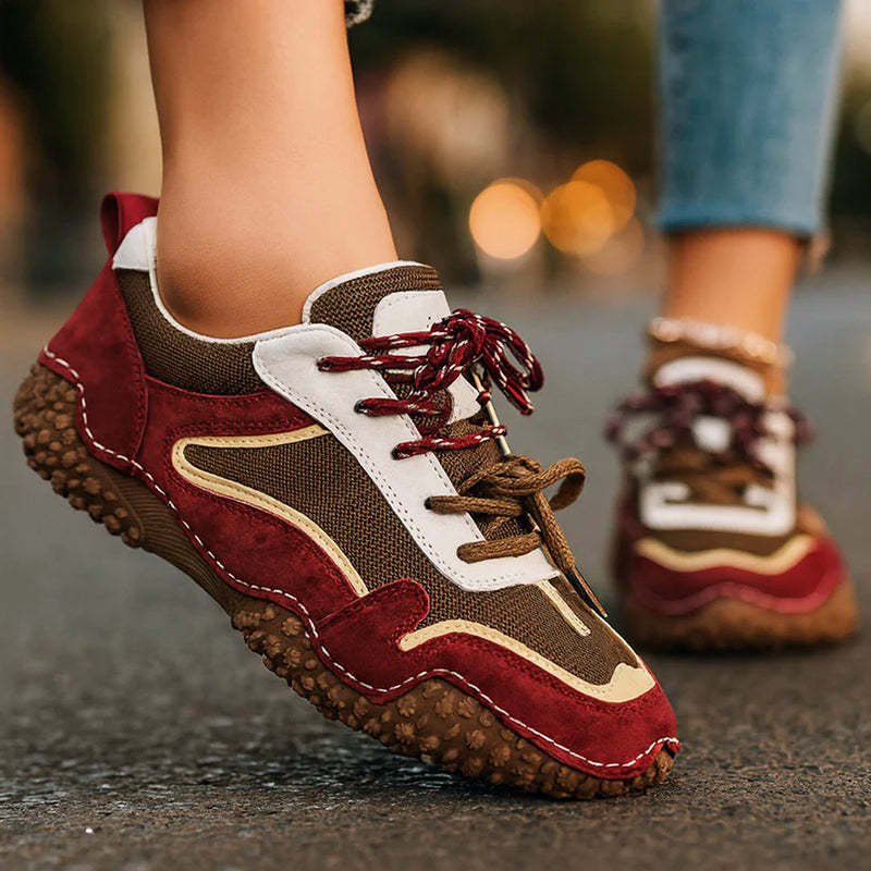 Clara Duval Leather Sneakers with Textured Sole