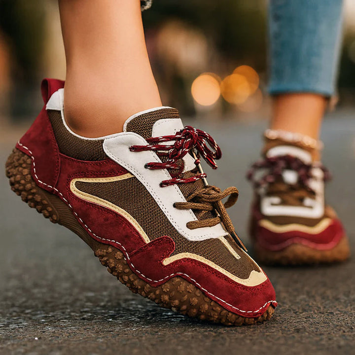 Clara Duval Leather Sneakers with Textured Sole