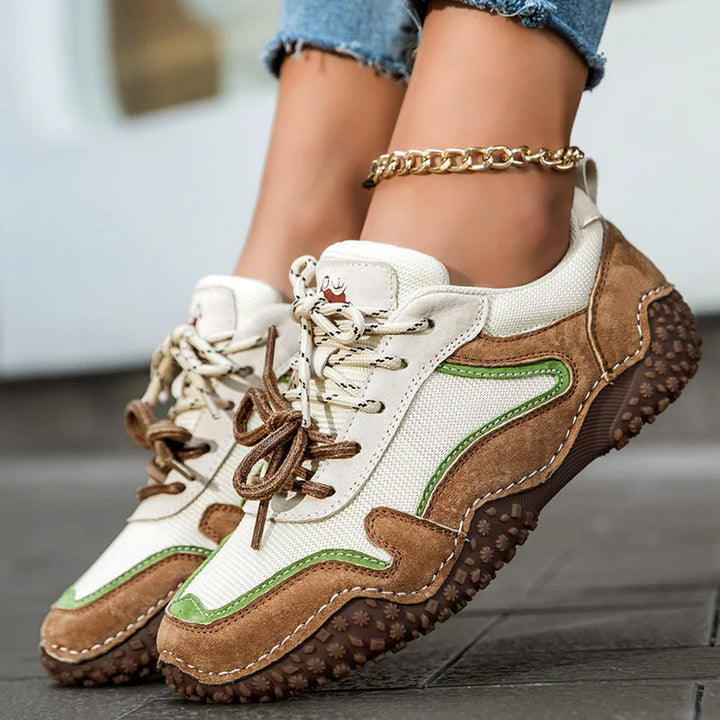 Clara Duval Leather Sneakers with Textured Sole