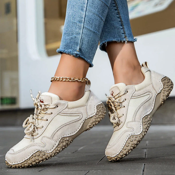 Clara Duval Leather Sneakers with Textured Sole