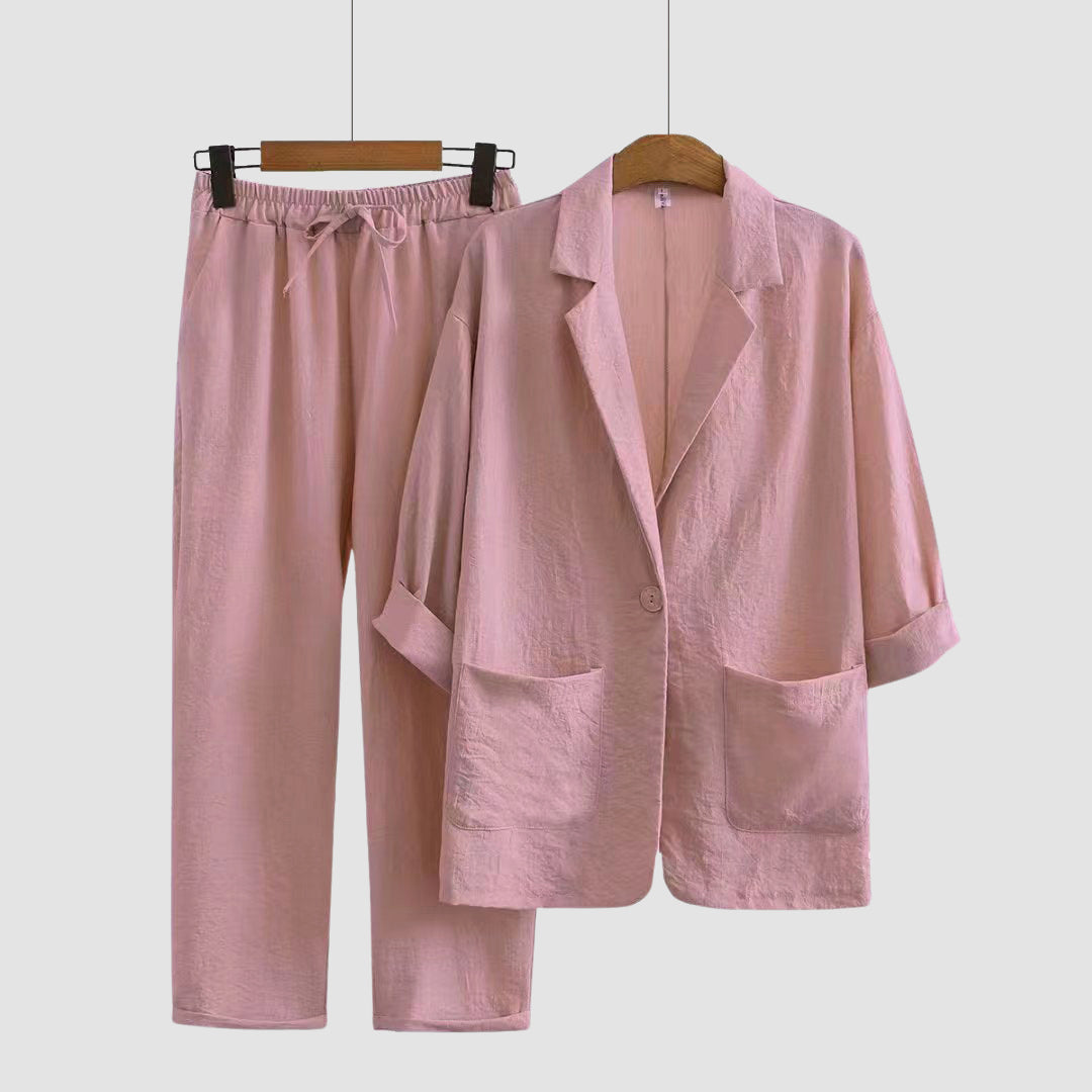 Clara Duval Lightweight Linen Blend Lounge Set