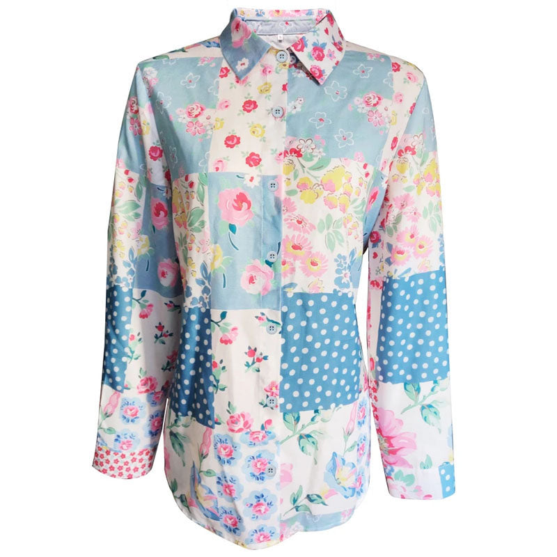 Clara Duval Long Sleeve Floral Patch Shirt