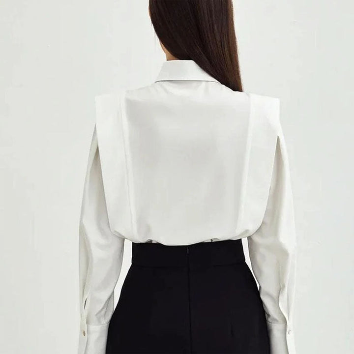 Clara Duval Long Sleeve Shirt with Pleated Shoulders