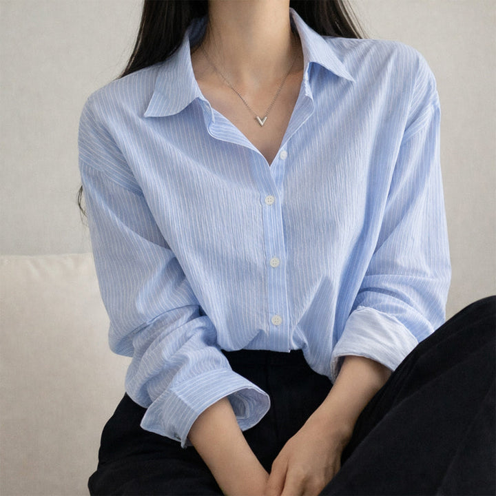 Clara Duval Long Sleeve Striped Shirt