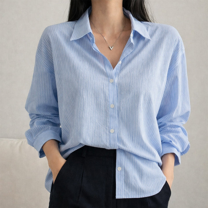 Clara Duval Long Sleeve Striped Shirt