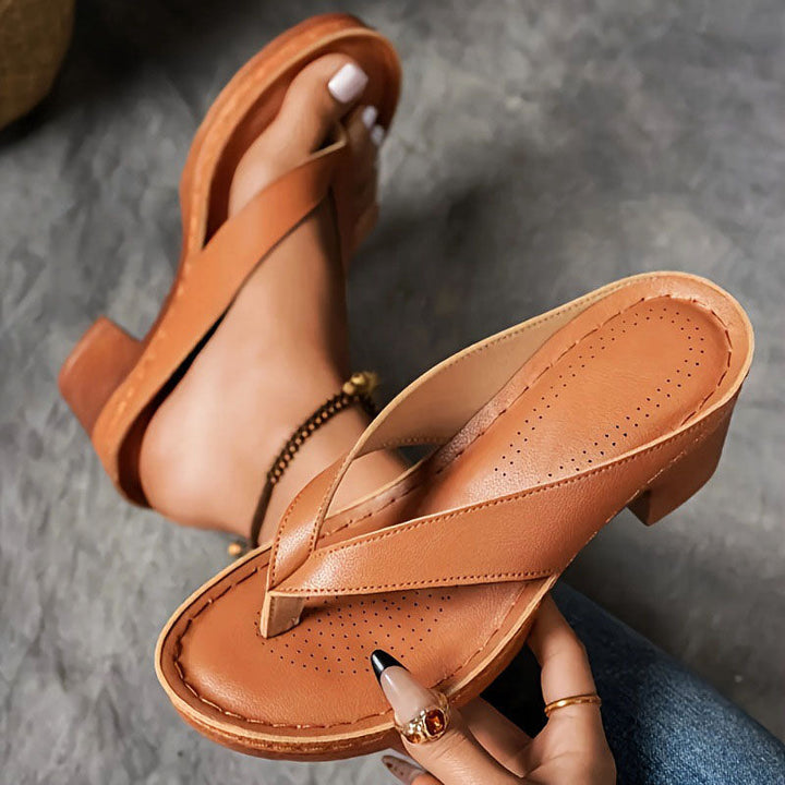 Clara Duval Low Heel Thong Sandals