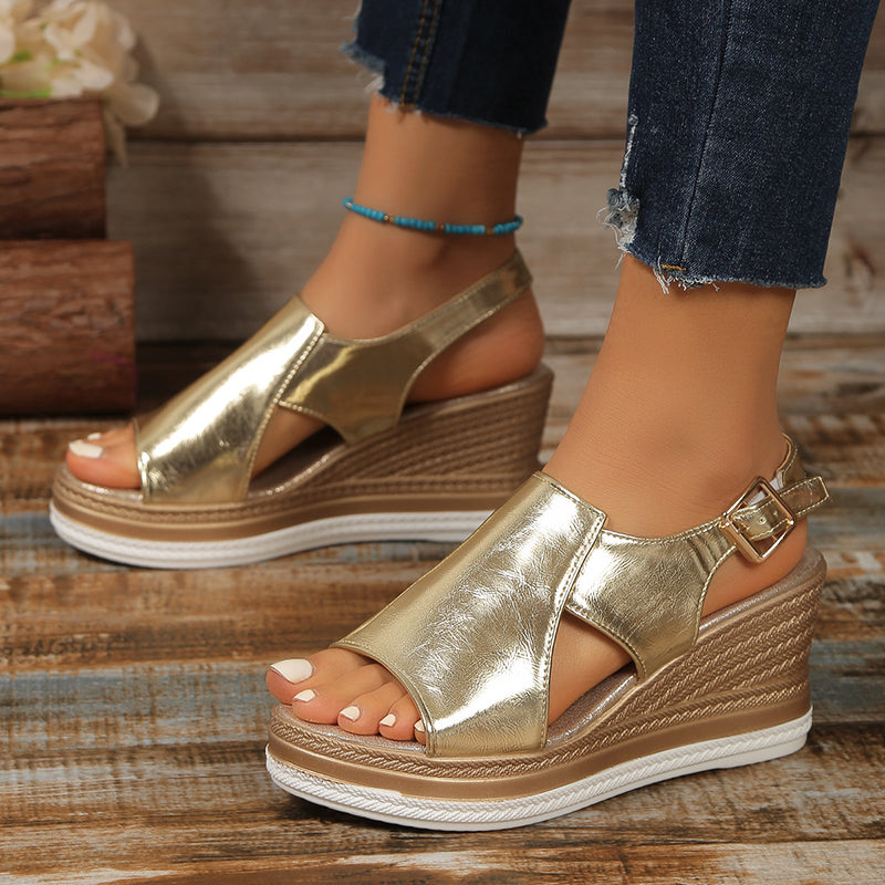 Clara Duval Metallic Platform Sandals