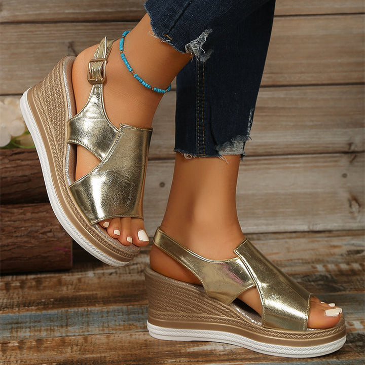 Clara Duval Metallic Platform Sandals