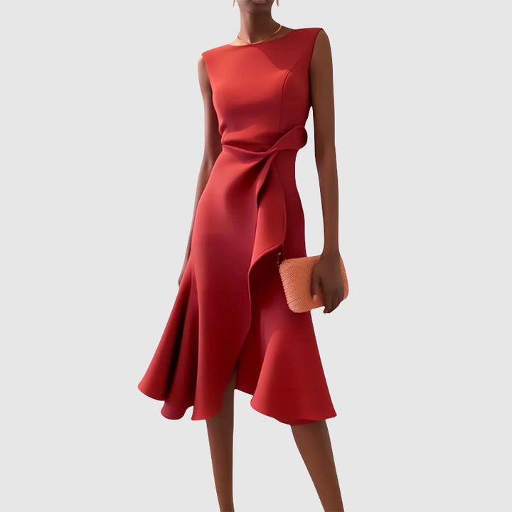 Clara Duval Midi Dress with Side Draping