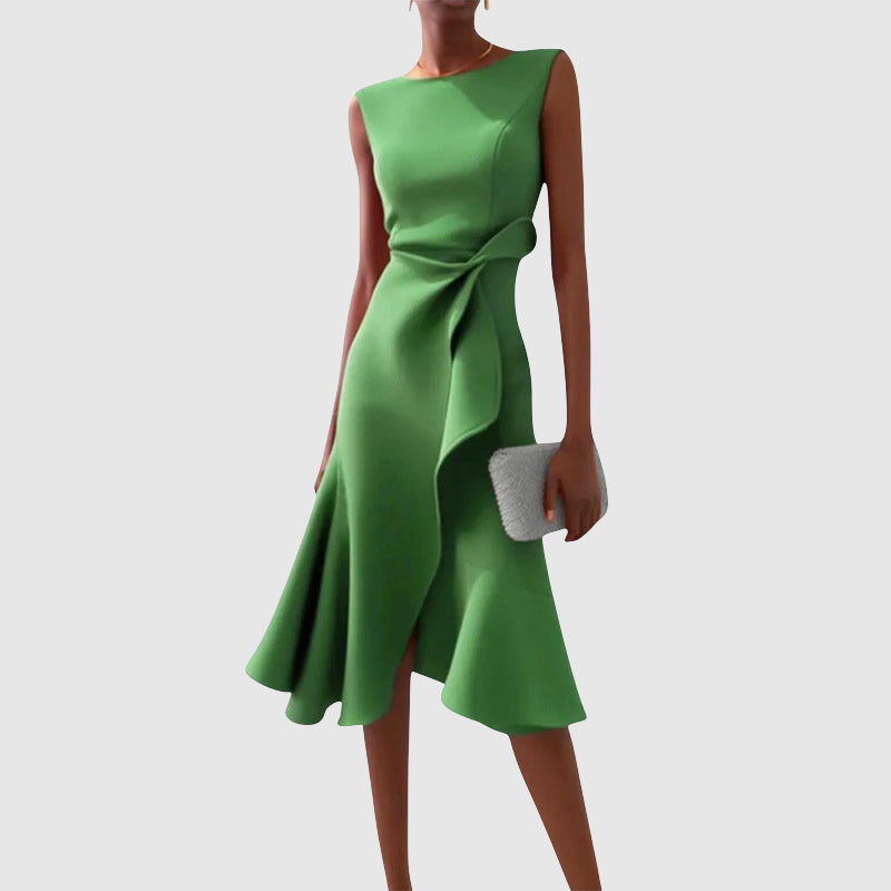 Clara Duval Midi Dress with Side Draping