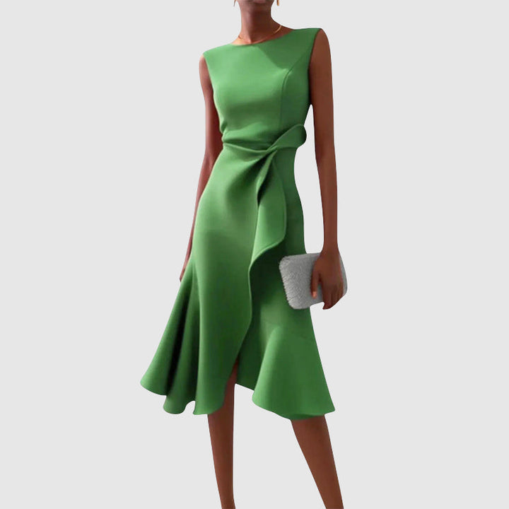 Clara Duval Midi Dress with Side Draping