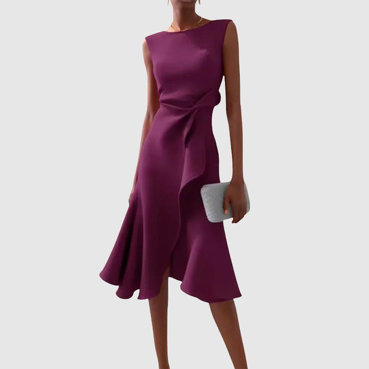 Clara Duval Midi Dress with Side Draping